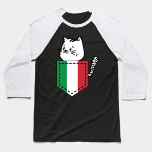 Patriotic Pocket Pussy - Cat Lover -  Italian Patriot Baseball T-Shirt